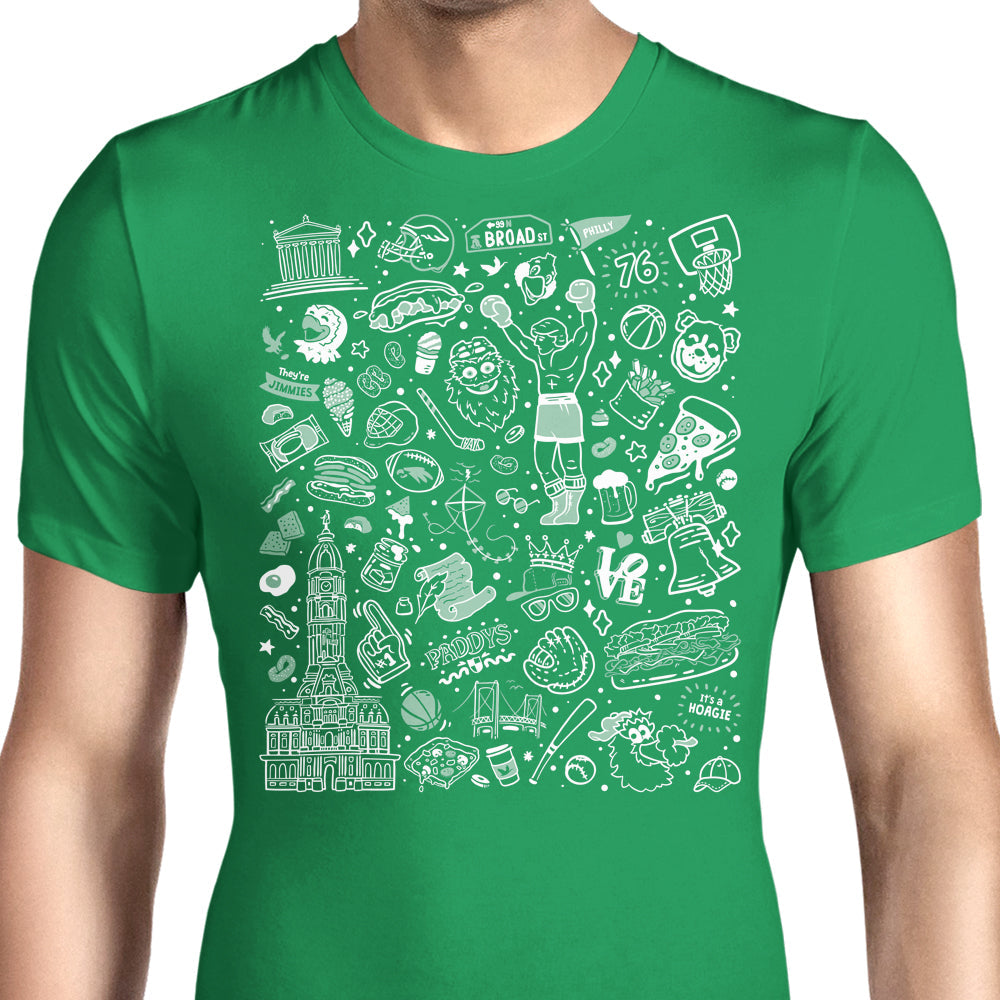 Philly Icons (Green) Men's Apparel - Adult & Kids T-Shirts, Sweatshirts & Hoodies apparel design preview 1