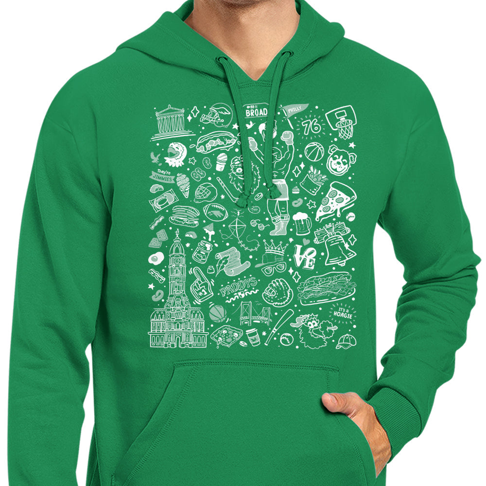 Philly Icons (Green) - Adult & Kids T-Shirts, Sweatshirts & Hoodies apparel design preview 1