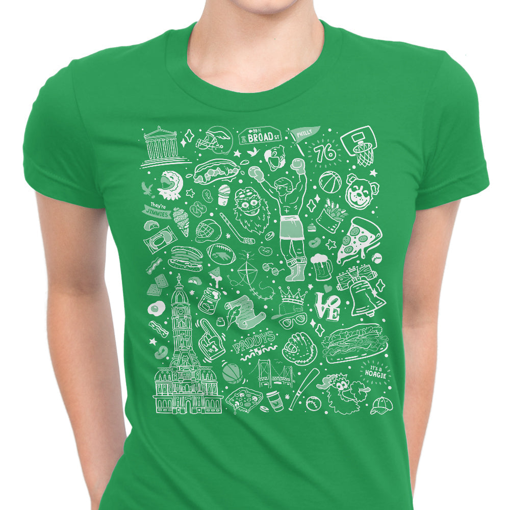 Philly Icons (Green) Women's Apparel - Adult & Kids T-Shirts, Sweatshirts & Hoodies apparel design preview 1