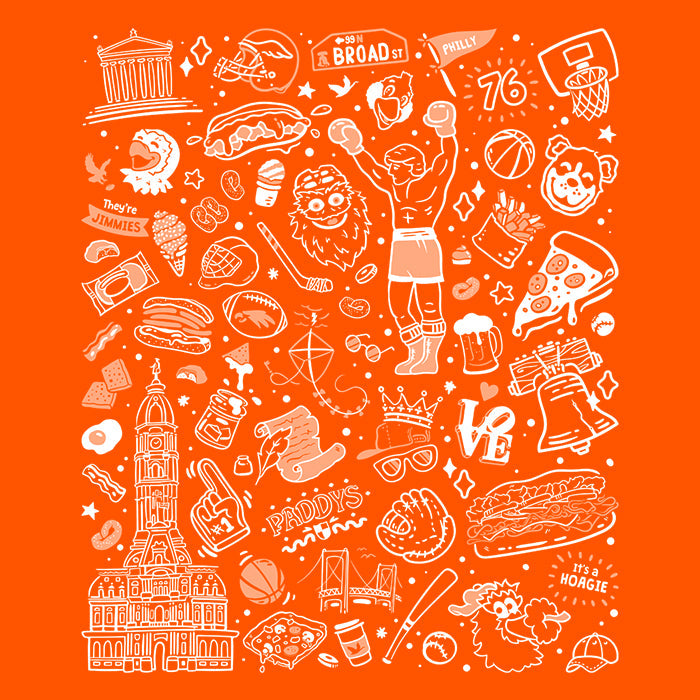 Philly Icons (Orange) Men's Apparel - Adult & Kids T-Shirts, Sweatshirts & Hoodies apparel design preview 2