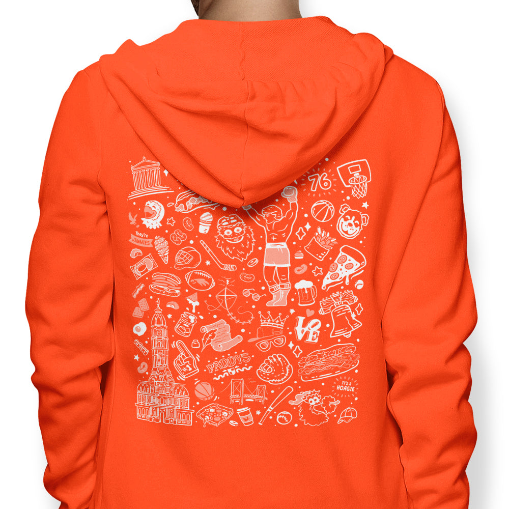 Philly Icons (Orange) - Adult & Kids T-Shirts, Sweatshirts & Hoodies apparel design preview 1