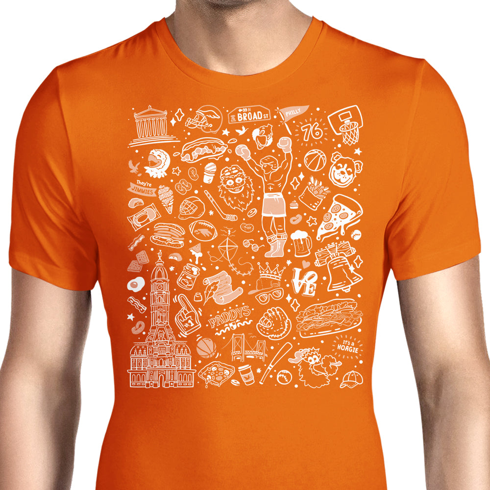 Philly Icons (Orange) Men's Apparel - Adult & Kids T-Shirts, Sweatshirts & Hoodies apparel design preview 1