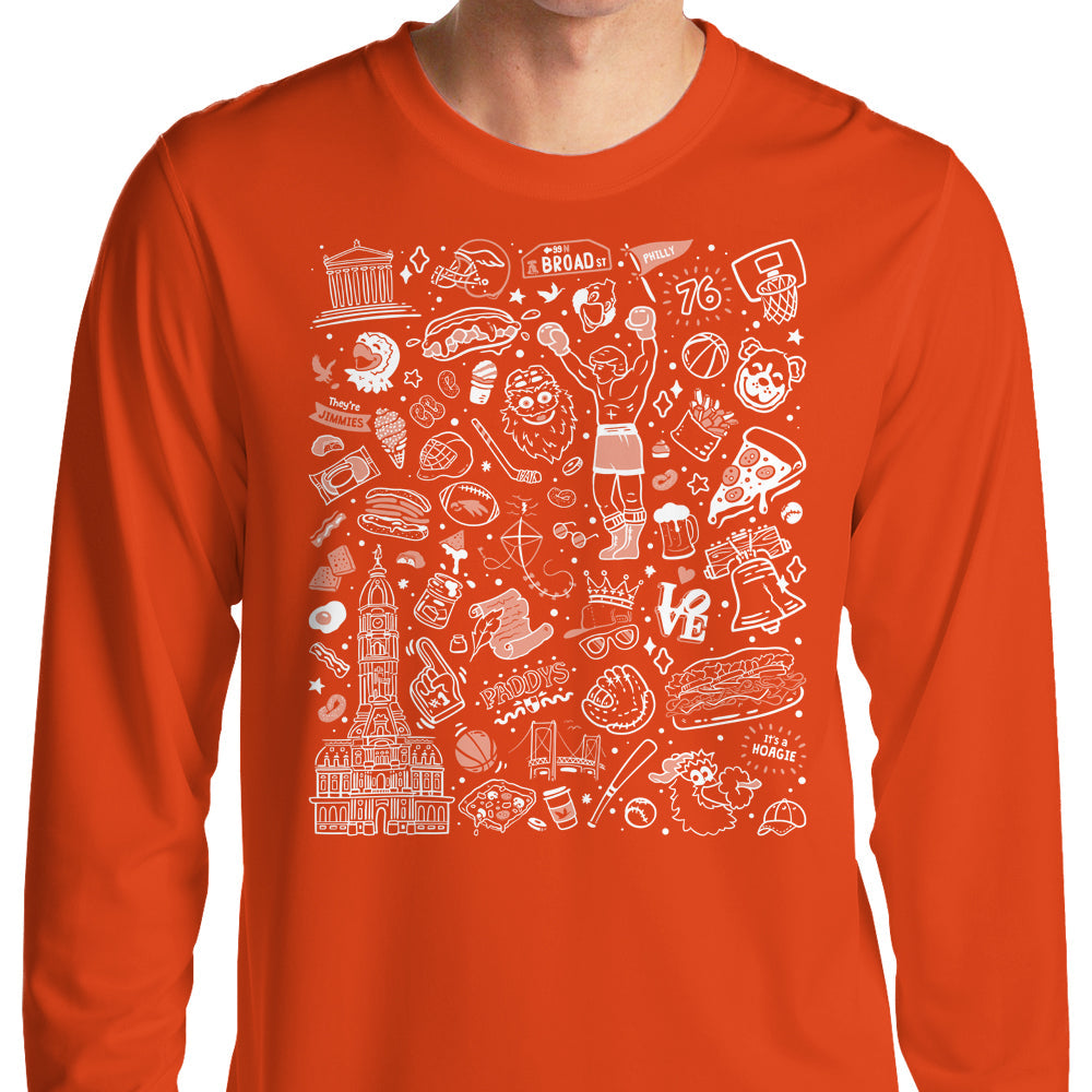 Philly Icons (Orange) - Adult & Kids T-Shirts, Sweatshirts & Hoodies apparel design preview 1