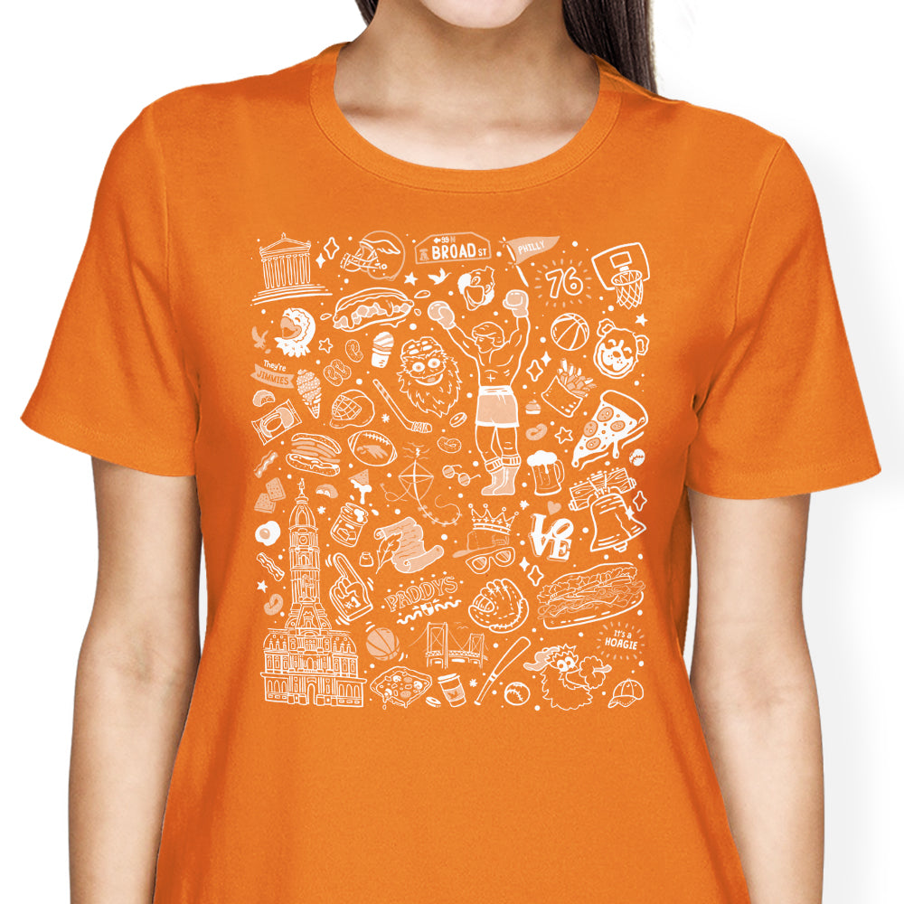 Philly Icons (Orange) Women's Apparel - Adult & Kids T-Shirts, Sweatshirts & Hoodies apparel design preview 1