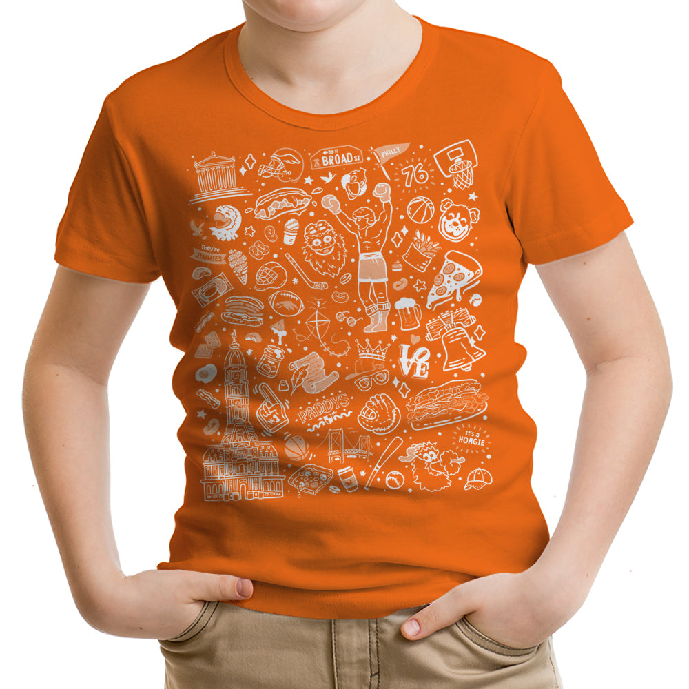 Philly Icons (Orange) Youth Apparel - Adult & Kids T-Shirts, Sweatshirts & Hoodies apparel design preview 1