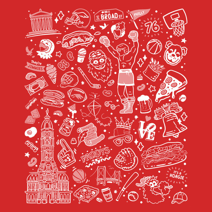 Philly Icons (Red) Men's Apparel - Adult & Kids T-Shirts, Sweatshirts & Hoodies apparel design preview 2