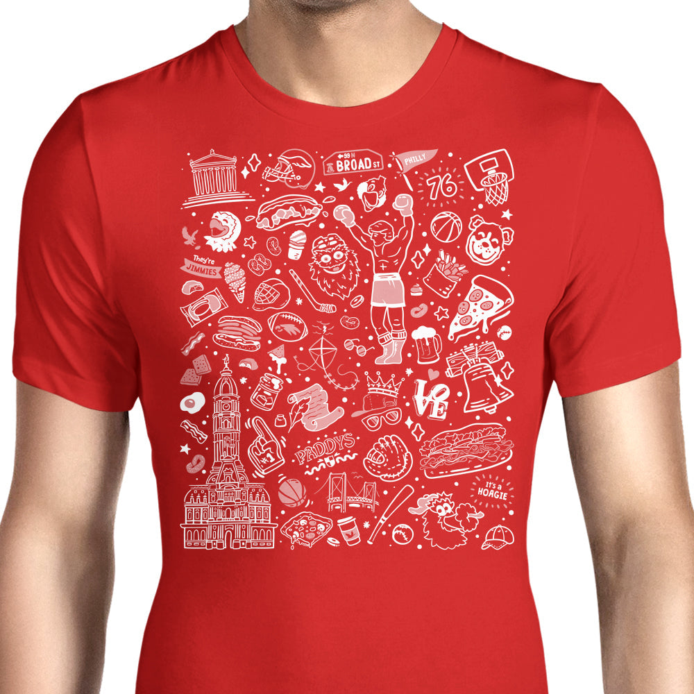 Philly Icons (Red) Men's Apparel - Adult & Kids T-Shirts, Sweatshirts & Hoodies apparel design preview 1