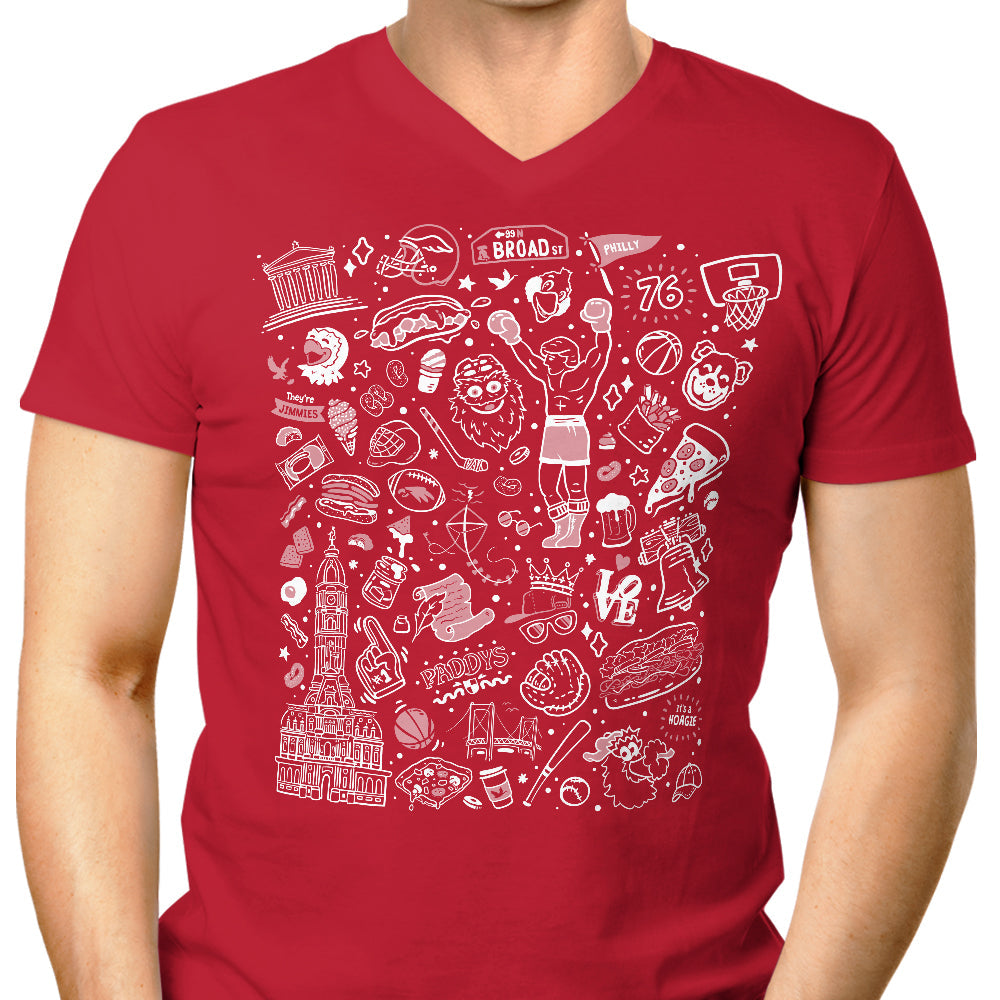 Philly Icons (Red) Men's V-Neck - Adult & Kids T-Shirts, Sweatshirts & Hoodies apparel design preview 1