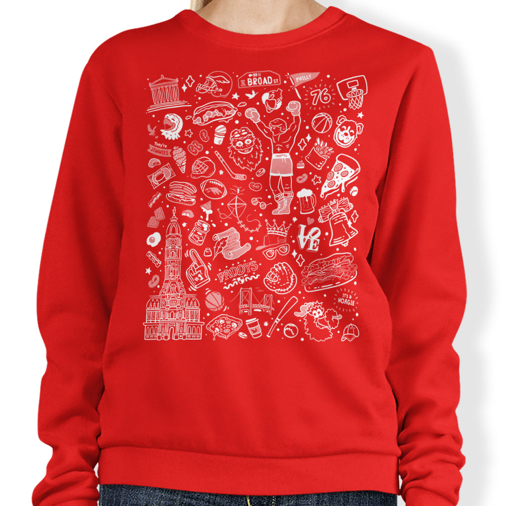 Philly Icons (Red) - Adult & Kids T-Shirts, Sweatshirts & Hoodies apparel design preview 1