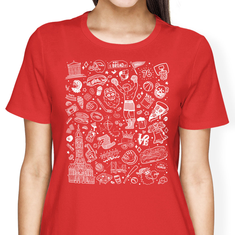 Philly Icons (Red) Women's Apparel - Adult & Kids T-Shirts, Sweatshirts & Hoodies apparel design preview 1