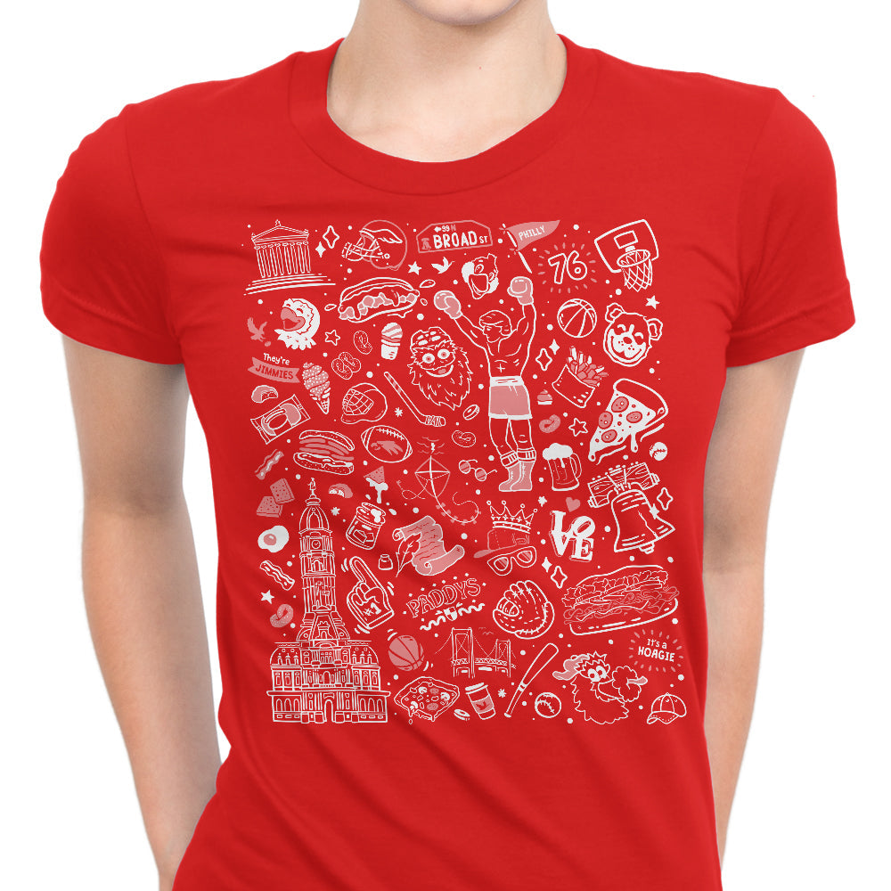 Philly Icons (Red) Women's Apparel - Adult & Kids T-Shirts, Sweatshirts & Hoodies apparel design preview 2