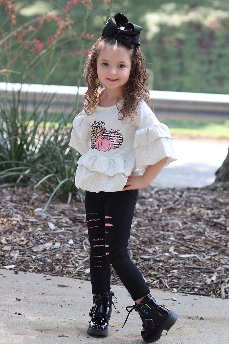 Youth Baby Pumpkin Ruffle Fall Tunic Top with - Adult & Kids T-Shirts, Sweatshirts & Hoodies apparel design preview 1