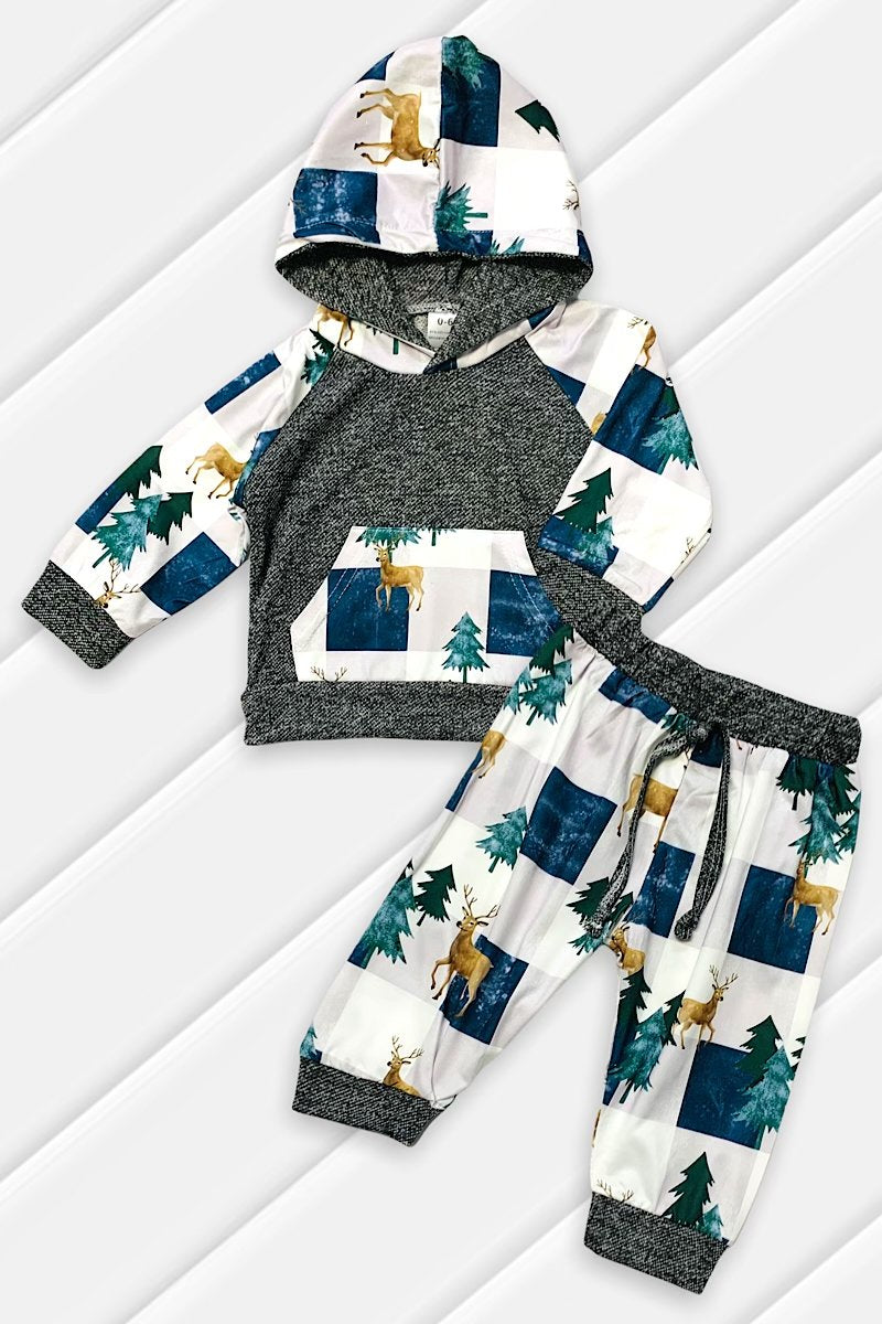 Checkered Deer Tree Baby Pants Set - Adult & Kids T-Shirts, Sweatshirts & Hoodies apparel design preview 1