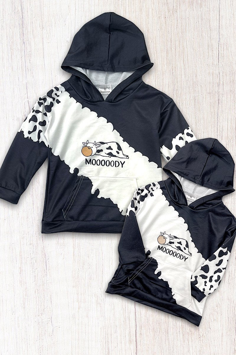 Mommy Me Baby Youth Moody Cow Sweater - Adult & Kids T-Shirts, Sweatshirts & Hoodies apparel design preview 2