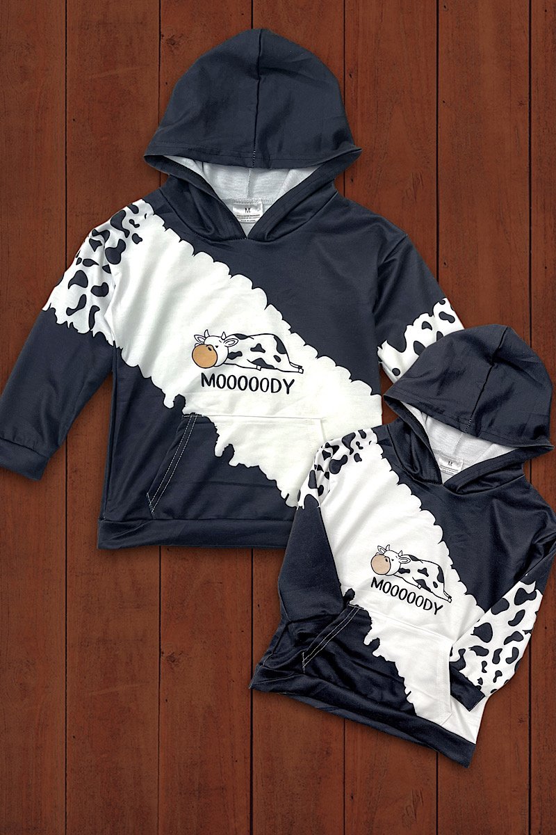 Mommy Me Baby Youth Moody Cow Sweater - Adult & Kids T-Shirts, Sweatshirts & Hoodies apparel design preview 1