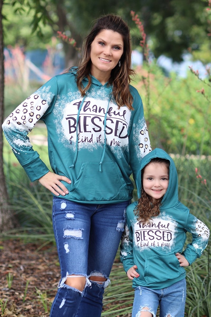 Mommy Me Baby Youth Thankful Blessed Kind of a Mess - Adult & Kids T-Shirts, Sweatshirts & Hoodies apparel design preview 1