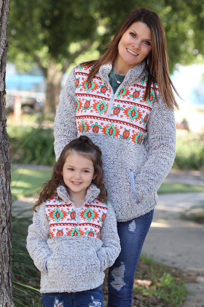 SALE Mommy Me Baby Youth Aztec Turtle Printed Sherpa - Adult & Kids T-Shirts, Sweatshirts & Hoodies apparel design preview 1