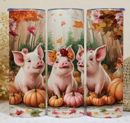 Fall Pigs and Pumpkins 20 oz Skinny Tumbler Cup With - Adult & Kids T-Shirts, Sweatshirts & Hoodies apparel design preview 1