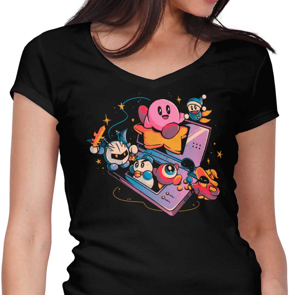 Pink Blob Game Women's V-Neck - Adult & Kids T-Shirts, Sweatshirts & Hoodies apparel design preview 1