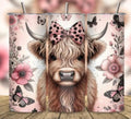 Highland Cow Pink Bow 20 oz Skinny Tumbler Cup With - Adult & Kids T-Shirts, Sweatshirts & Hoodies apparel design preview 1
