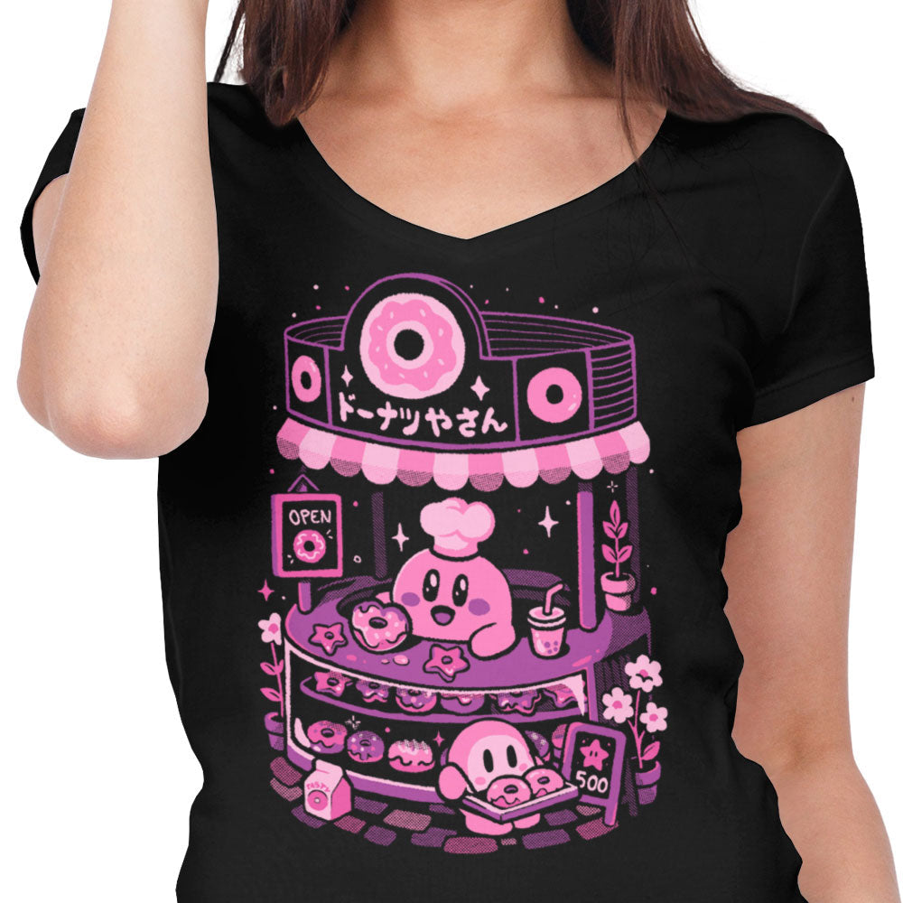 Pink Puff Donuts Women's V-Neck - Adult & Kids T-Shirts, Sweatshirts & Hoodies apparel design preview 2