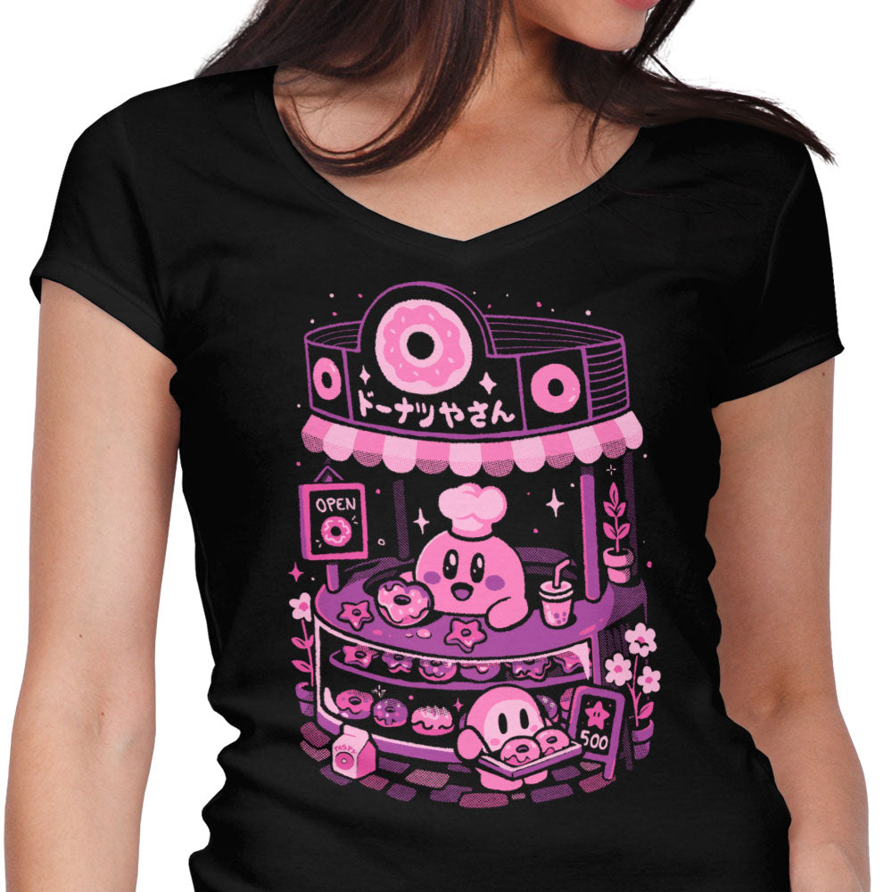 Pink Puff Donuts Women's V-Neck - Adult & Kids T-Shirts, Sweatshirts & Hoodies apparel design preview 1