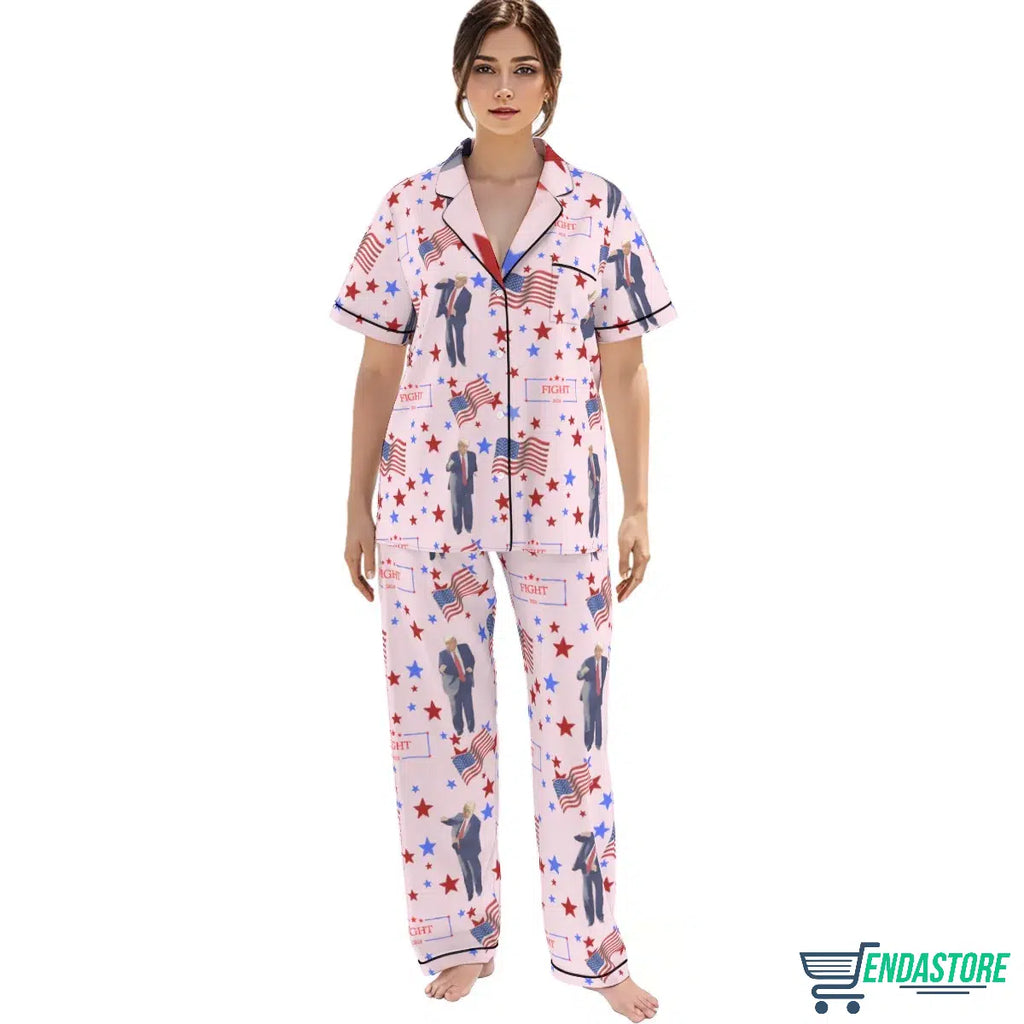 Pink long Trump Dance Fight 2024 Pajama Set product image 2