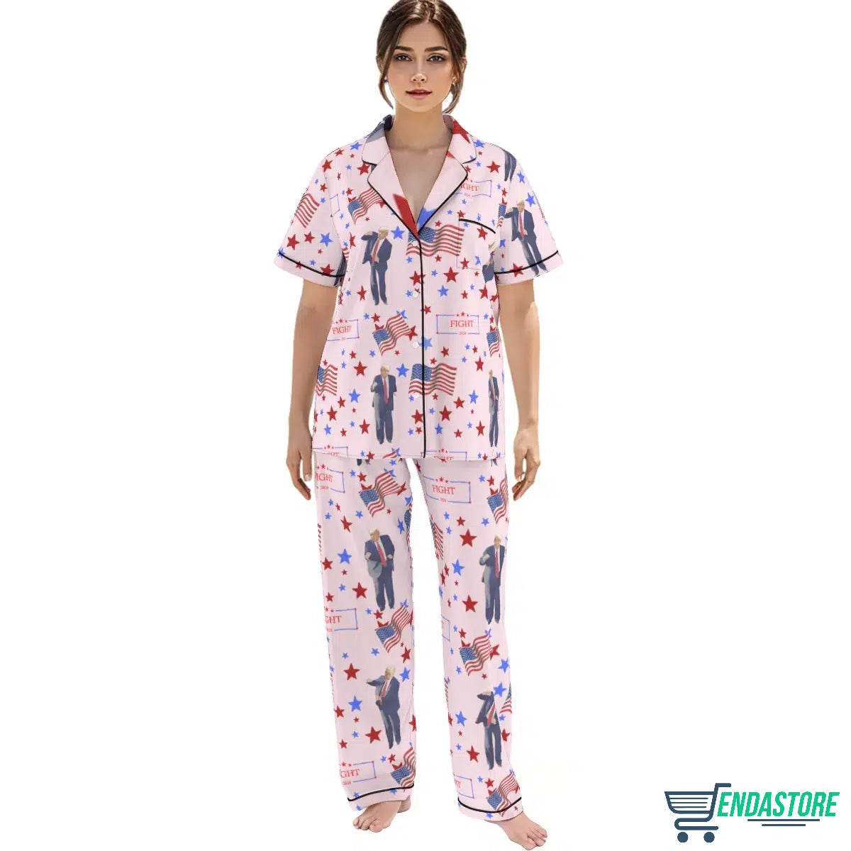 Pink long Trump Dance Fight 2024 Pajama Set product image 2