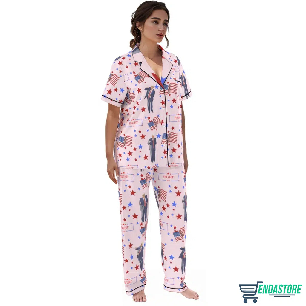 Pink long Trump Dance Fight 2024 Pajama Set product image 4
