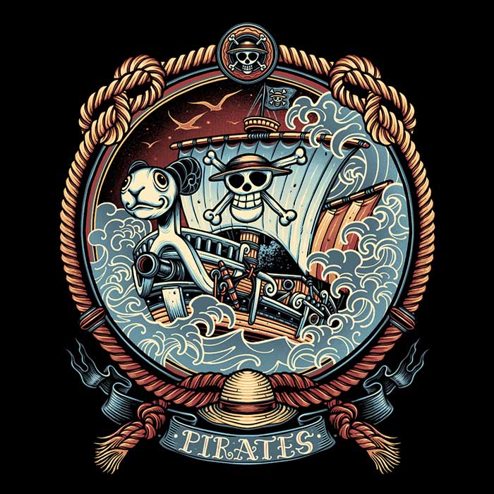 Pirate Badge Coasters - Adult & Kids T-Shirts, Sweatshirts & Hoodies apparel design preview 1