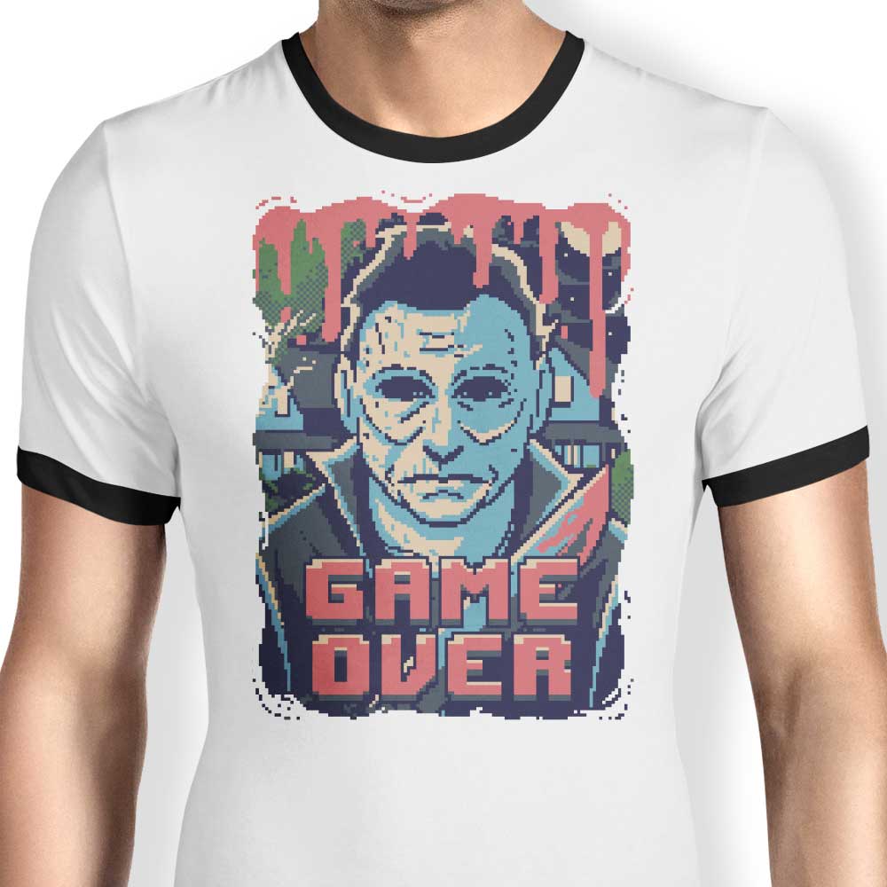 Pixel Halloween Ringer - Adult & Kids T-Shirts, Sweatshirts & Hoodies apparel design preview 1