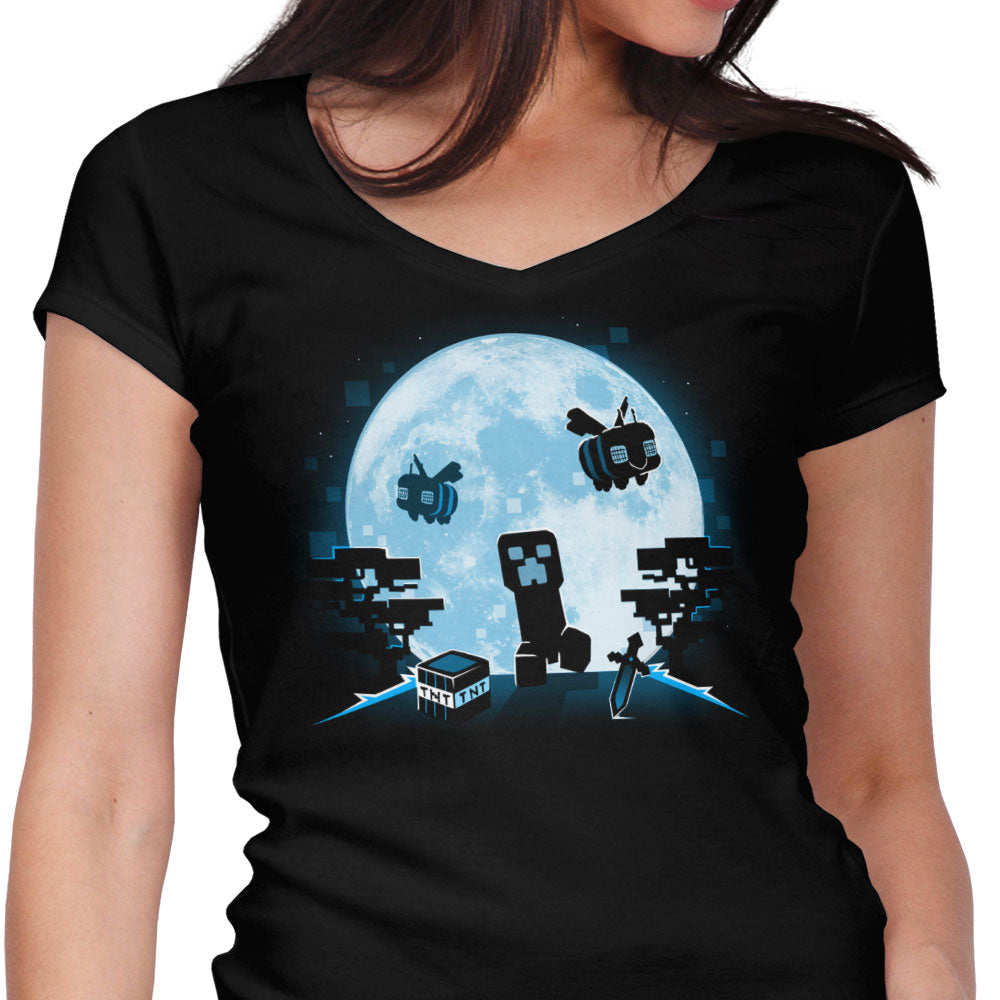Pixel Moon Women's V-Neck - Adult & Kids T-Shirts, Sweatshirts & Hoodies apparel design preview 1