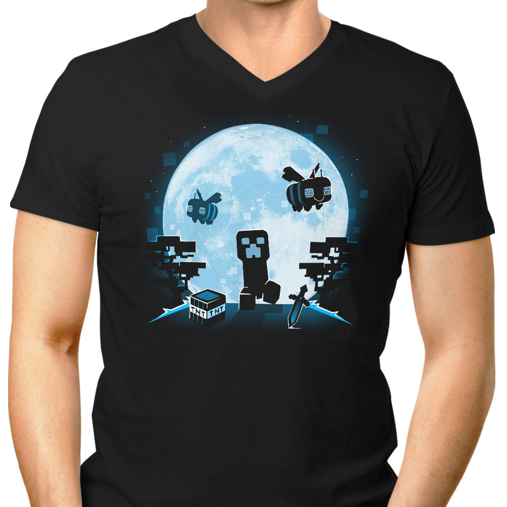 Pixel Moon Men's V-Neck - Adult & Kids T-Shirts, Sweatshirts & Hoodies apparel design preview 1