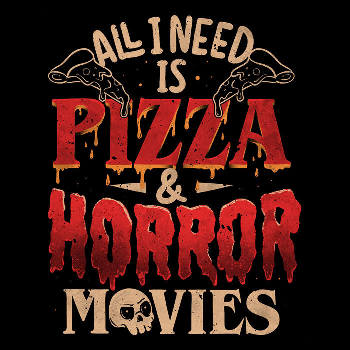 Pizza and Horror Men's V-Neck - Adult & Kids T-Shirts, Sweatshirts & Hoodies apparel design preview 2