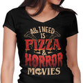 Pizza and Horror Women's V-Neck - Adult & Kids T-Shirts, Sweatshirts & Hoodies apparel design preview 1