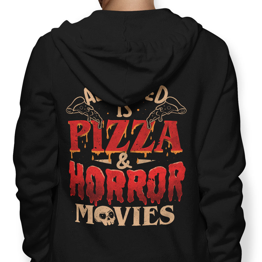 Pizza and Horror - Adult & Kids T-Shirts, Sweatshirts & Hoodies apparel design preview 1