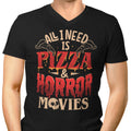 Pizza and Horror Men's V-Neck - Adult & Kids T-Shirts, Sweatshirts & Hoodies apparel design preview 1
