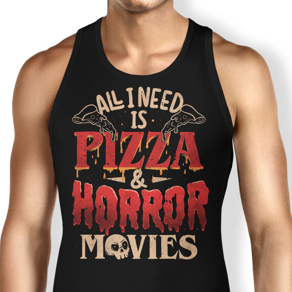 Pizza and Horror Tank Top - Adult & Kids T-Shirts, Sweatshirts & Hoodies apparel design preview 1