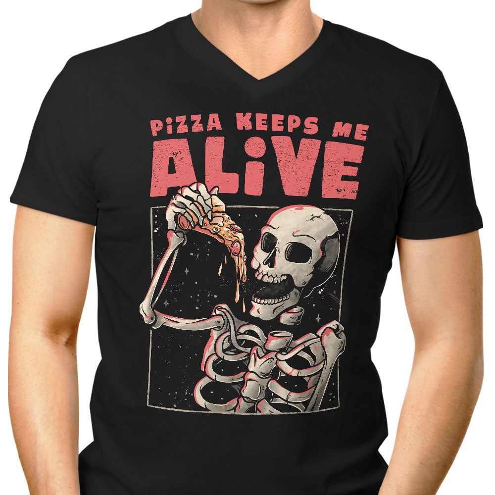Pizza Keeps Me Alive Men's V-Neck - Adult & Kids T-Shirts, Sweatshirts & Hoodies apparel design preview 1