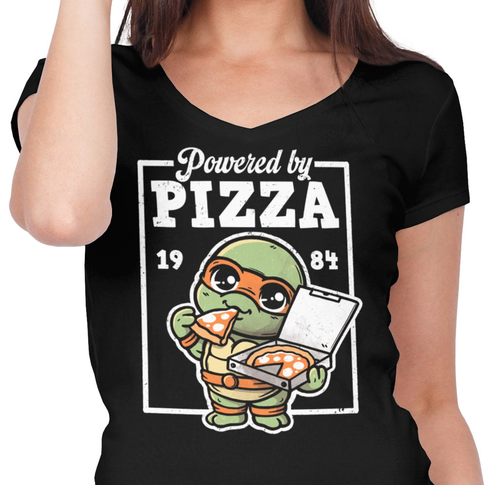 Powered by Pizza Women's V-Neck - Adult & Kids T-Shirts, Sweatshirts & Hoodies apparel design preview 2