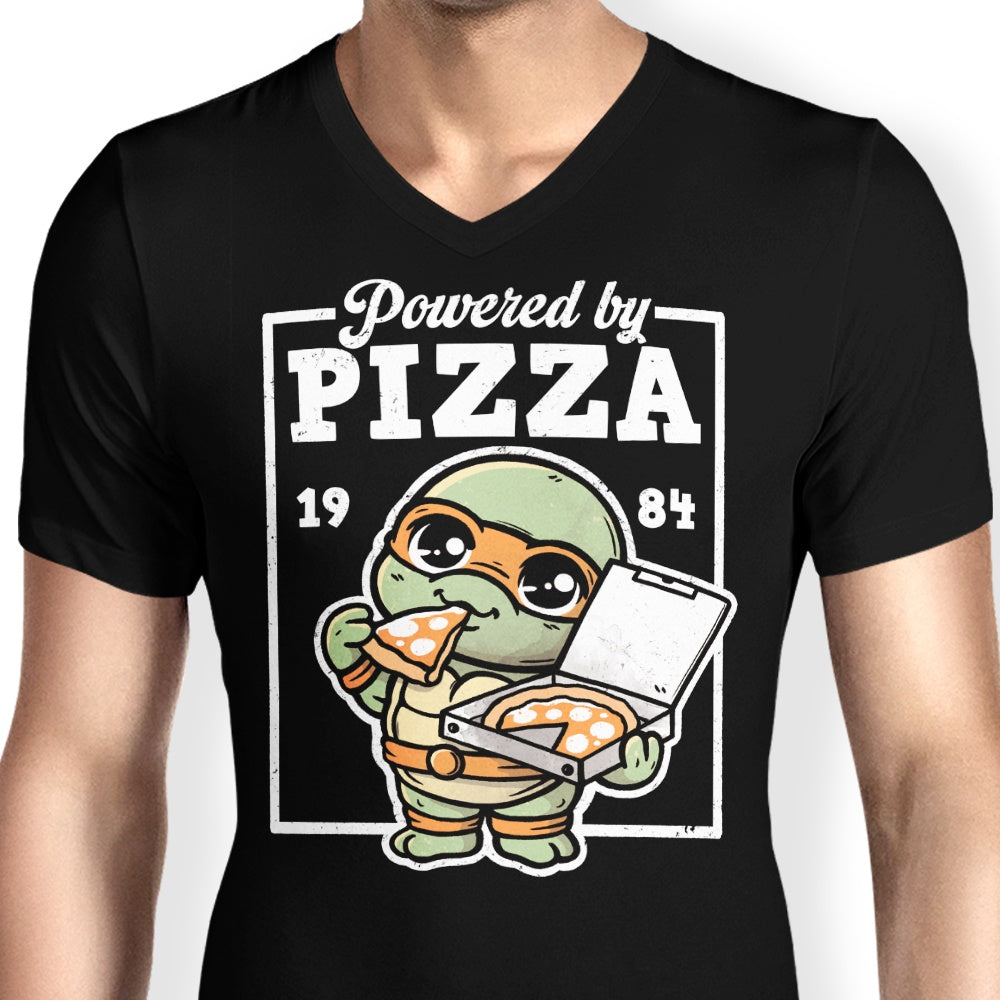 Powered by Pizza Men's V-Neck - Adult & Kids T-Shirts, Sweatshirts & Hoodies apparel design preview 2