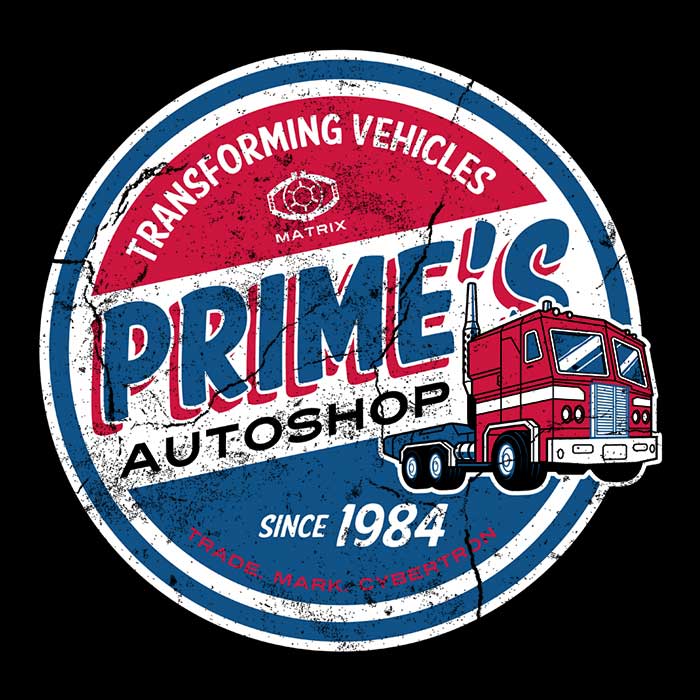 Prime's Auto Shop Ringer - Adult & Kids T-Shirts, Sweatshirts & Hoodies apparel design preview 2