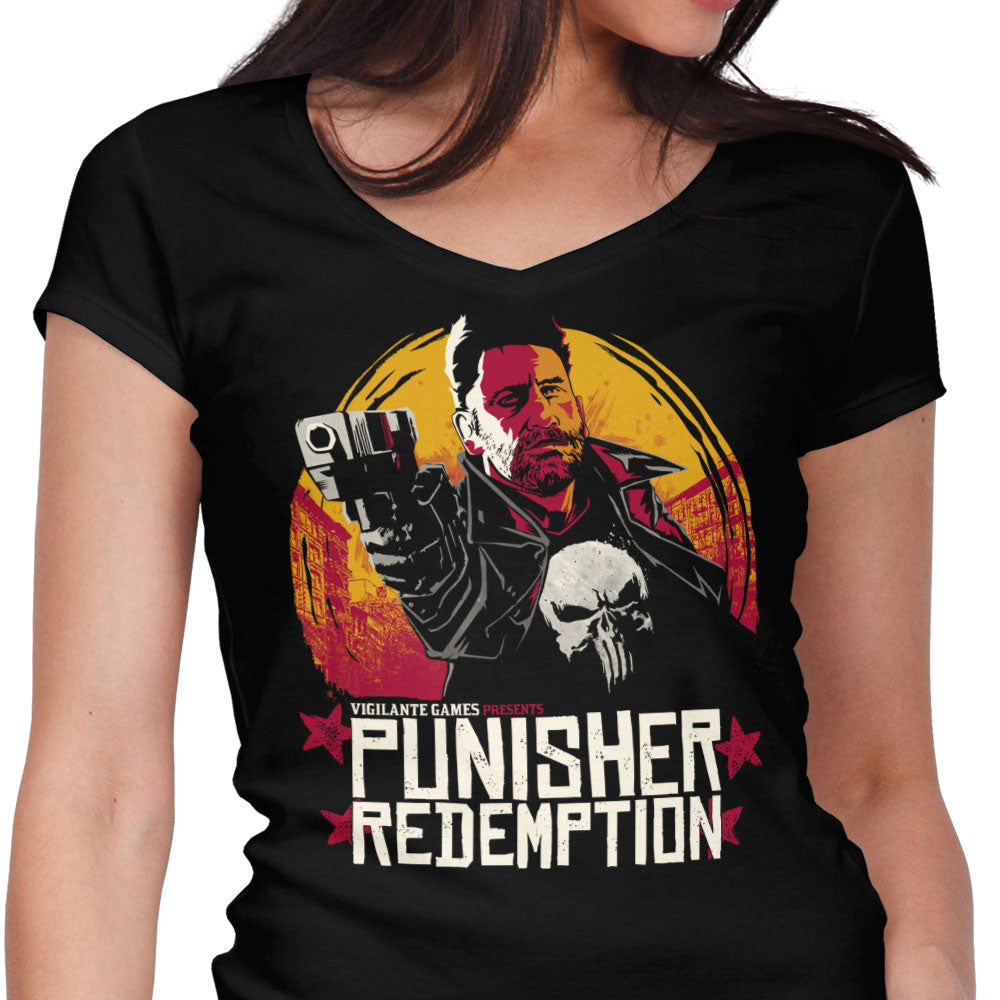 Punisher Redemption Women's V-Neck - Adult & Kids T-Shirts, Sweatshirts & Hoodies apparel design preview 1