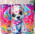 Colorful Puppy Dog with Hearts 20 oz Skinny Tumbler - Adult & Kids T-Shirts, Sweatshirts & Hoodies apparel design preview 1