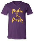 Sassy Frass Purple Pigskin Pearls Football V-neck - Adult & Kids T-Shirts, Sweatshirts & Hoodies apparel design preview 1