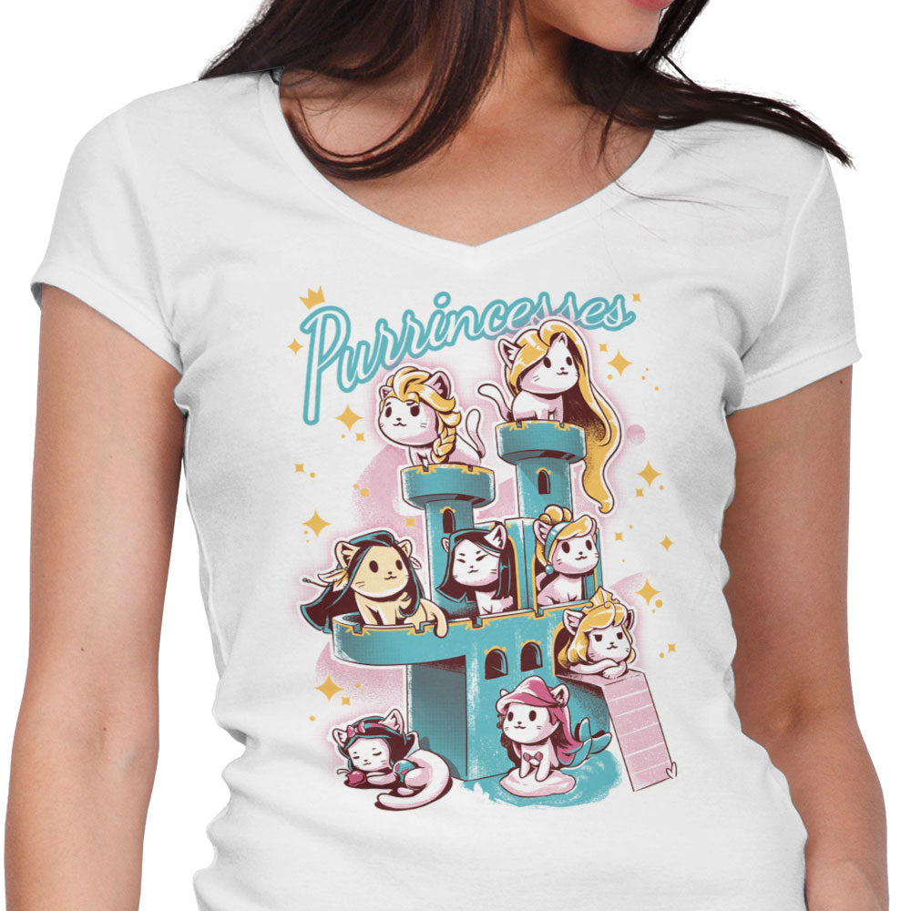 Purrincesses Women's V-Neck - Adult & Kids T-Shirts, Sweatshirts & Hoodies apparel design preview 1