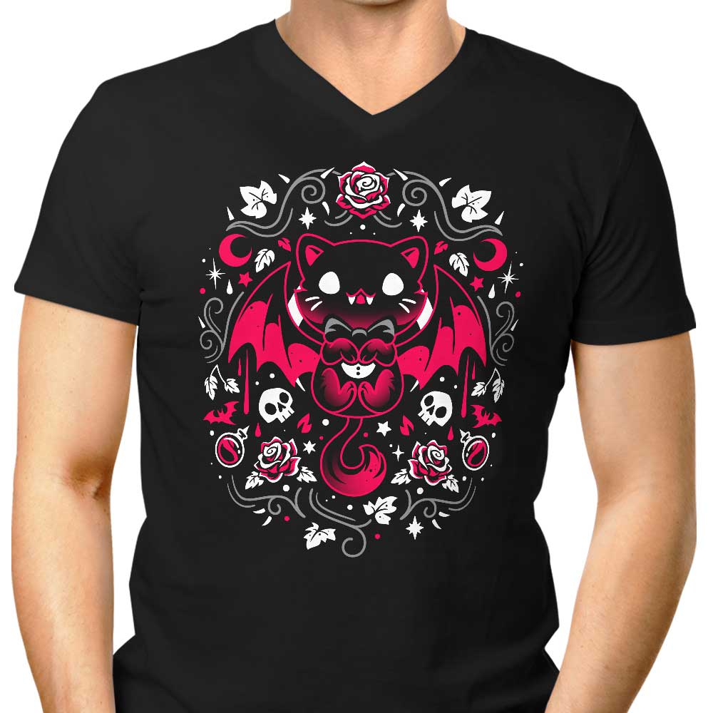 Purrs of Darkness Men's V-Neck - Adult & Kids T-Shirts, Sweatshirts & Hoodies apparel design preview 1