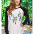 Southern Attitude Vintage Feather Deer Skull Raglan - Adult & Kids T-Shirts, Sweatshirts & Hoodies apparel design preview 1