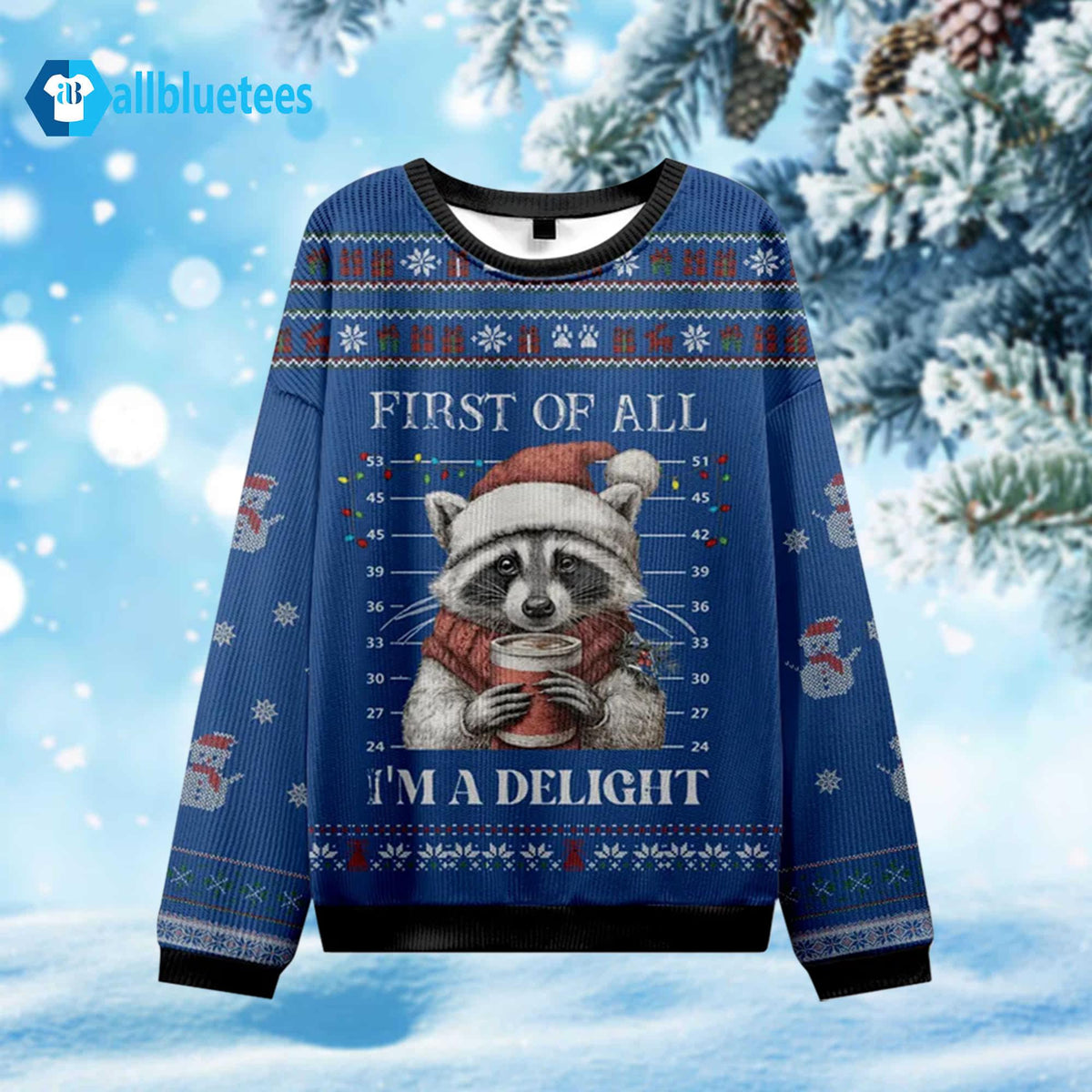Raccoon Mugshot Ugly Christmas Sweater product image