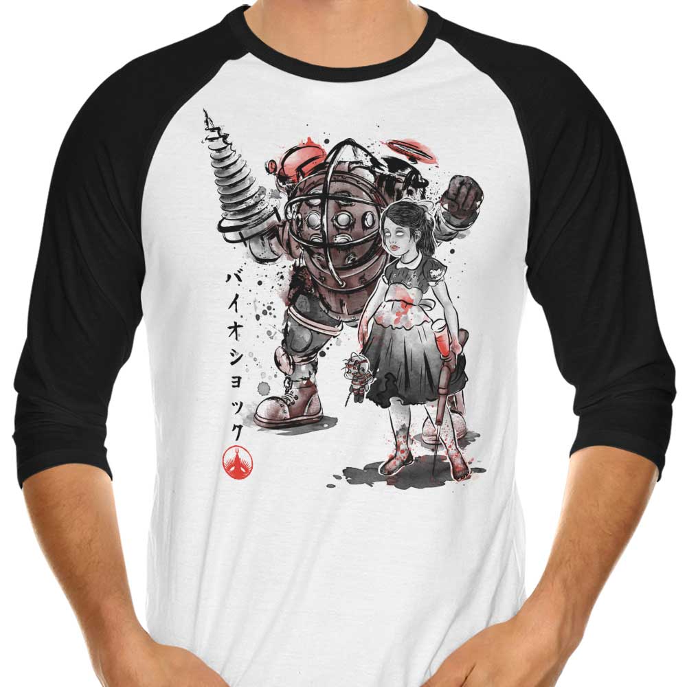 Rapture Sumi-e 3/4 Sleeve Raglan - Adult & Kids T-Shirts, Sweatshirts & Hoodies apparel design preview 1
